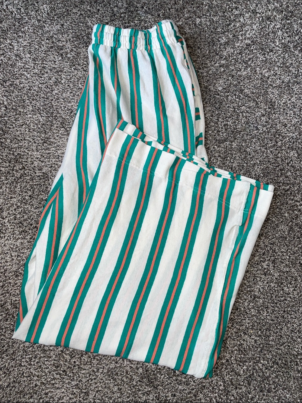 NWT Free People Teal, Rust & White Striped Wide-Leg Pants. Size Medium. - Picture 2 of 5